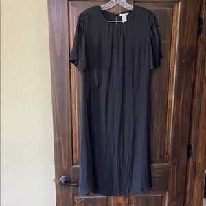 H&M Black Midi Dress with Flutter Sleeves